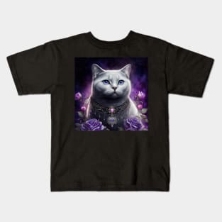 Beautiful White British Shorthair Cat Kids T-Shirt